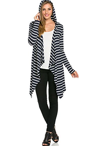 82 Days Women'S Rayon Span Open Front Various Print Cardigan With Hoodies - Print