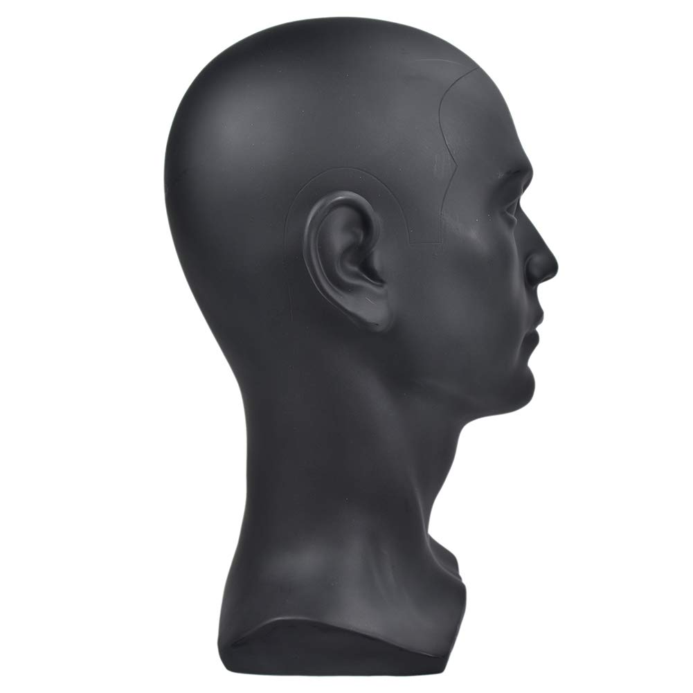 Testa di manichino professionale in pvc nero opaco per parrucche_voghion.com