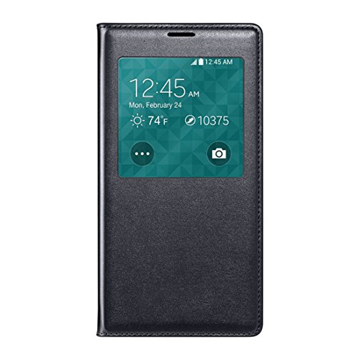 Meily(TM) S-View Flip Sleep Leather Case Cover for Samsung Galaxy S5 I9600 (Black)