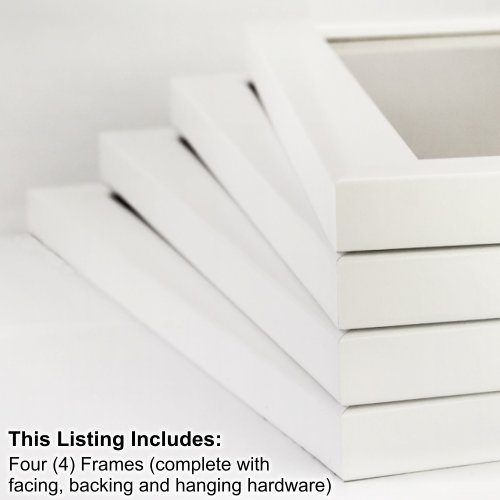 Craig Frames 23247812 11 by 14-Inch Picture Frame 4-Piece Set, Smooth Finish, 1-Inch Wide, White