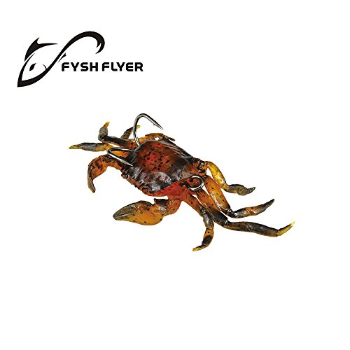 FyshFlyer Monstar 3D PVC Crab Bait;Barbed Hooks; 1.1-Ounce 4-Inch Fishing Lures