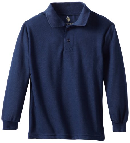 U.S. Polo Association School Uniform Big Boys' Long Sleeve Pique Polo Shirt