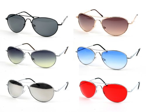 Metal Classic Aviator Color Lens Sunglasses Small Size P2480