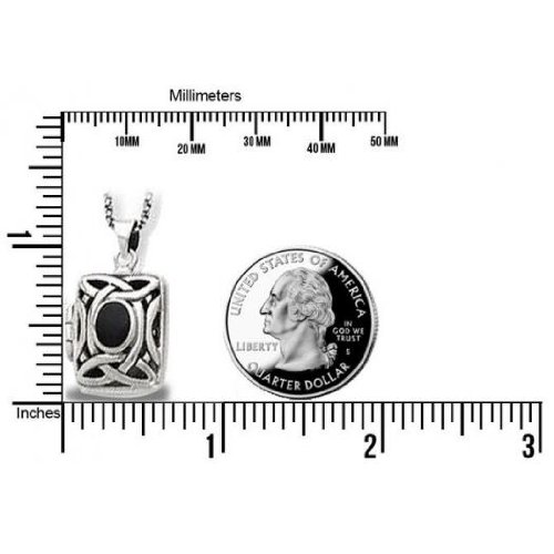 

Sterling Silver Onyx and Marcasite Square Locket W/ 18 Chain