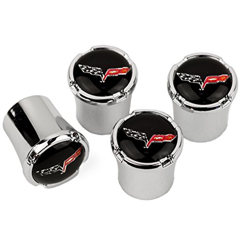 Chevrolet Corvette C6 Z06 ZR1 Valve Stem Tire Caps - Black Logo