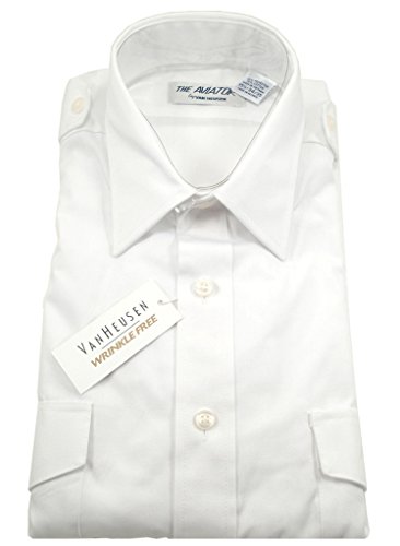 Van Heusen Men's Aviator Pilot Shirt - Long Sleeve, White