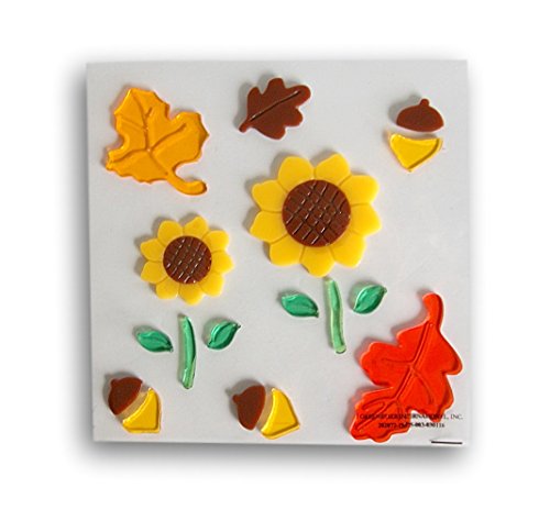 Fall Autumn Harvest Thanksgiving Leaf, Sunflower, Acorn Gel Window Clings - 19 Piece