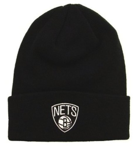 Adidas Brooklyn Nets Black Cuff Beanie Hat - NBA Knit Basic Cuffed Cap