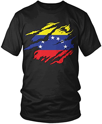 Venezuela Flag Tear Through, Rip Out Venezuelan Flag Men's T-shirt, Amdesco