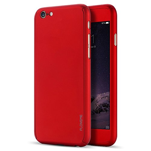 iPhone 6 Plus & iPhone 6s Plus Case, FLOVEME [ All-Round Series ] 360 Degree 12 in 1 Full Cover Holder with Tempered Glass Screen Protector for Apple iPhone 6 Plus and iPhone 6s Plus 5.5 inch - Red