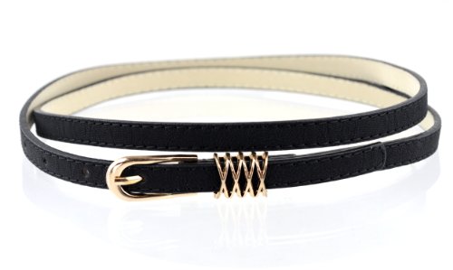 Fabulous New Trendy Skinny Faux Leather Belt w/Round Metal Buckle & Loop