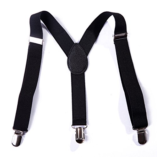 HDE Kid Boys Funky Design Solid Color Adjustable Elastic Y Back Clip Suspenders