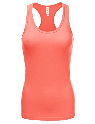 DRESSIS Women's Scoop Neck Sleeveless Racerback Fitted Cotton Tank Top (19 COLORS)