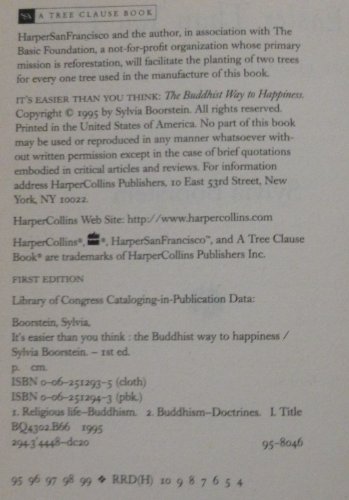 It's Easier Than You Think: The Buddhist Way to Happiness by Sylvia Boorstein