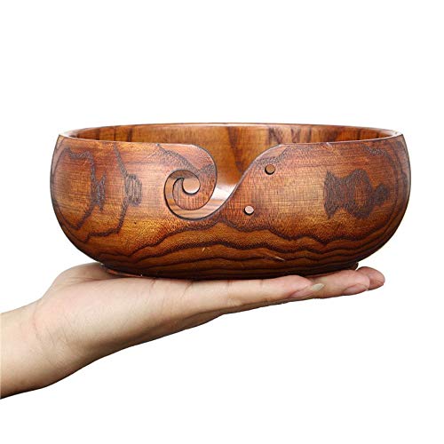 Algopix Similar Product 17 - LIFYFUN Jujube Wood Yarn Bowl 
