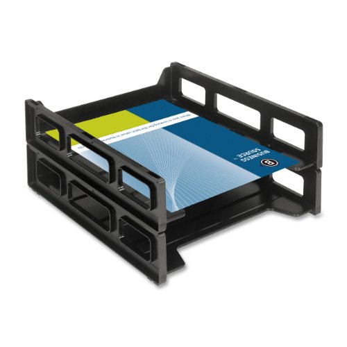 Business Source 62884 Letter Tray,Front Load,Stackable,10-1/2 in.x12-1/2 in.x3 in.,Black