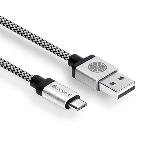 USB Cable, iOrange-E 10ft(3M) Reversible Cable USB 2.0 to Micro USB Cable Braided, Quick Charge and High Speed Data Sync for Android, Samsung Galaxy S7, HTC, LG, Nokia and More, Silver