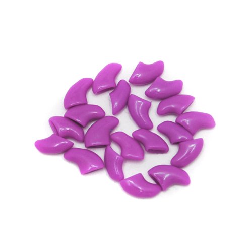 20 pcs Soft Nail Caps For Cat Pet Claw Control Paws off + Adhesive Glue,Size S,Violet