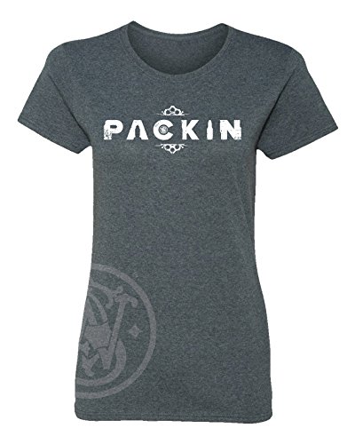 S&W Women's Packin Tee w/ Side Print in Charcoal Heather