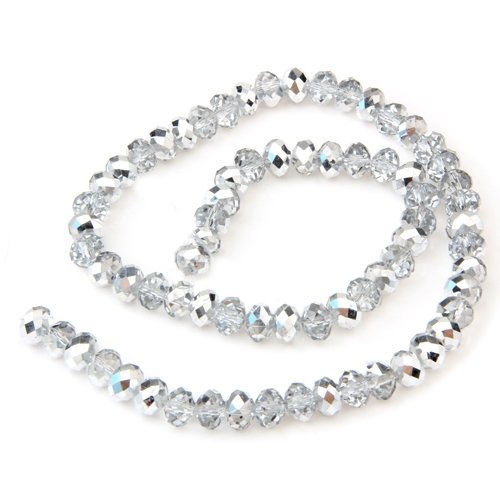 

Generic Silver Rondelle Faceted Crystal Glass Beads 0.31x0.24" FASHION