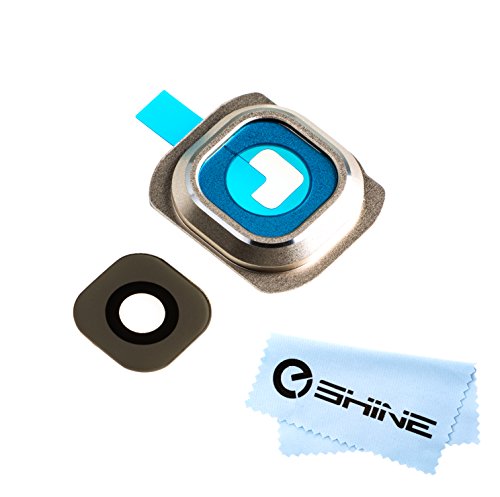 EShine® Back Rear Camera Glass Lens Cover Ring Replacement + Adhesive for Samsung Galaxy S6 G920 (ALL CARRIERS)+ EShine® Cloth (Gold)