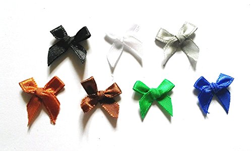 100 Pcs - Cute Satin BOW Ribbon Applique Embellishment Decoration - Size 20mm X 25 Mm Earth Tone Color