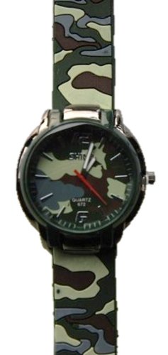 ベルト まで 迷彩柄 SHINA ファッション ウォッチ 男女兼用 ( カモフラ アーミー ミリタリー 腕時計 ユニセックス グリーン )