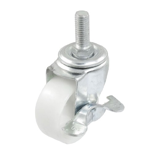 

4.9mm Single Wheel Side Brake Threaded Swivel Nylon Caster White