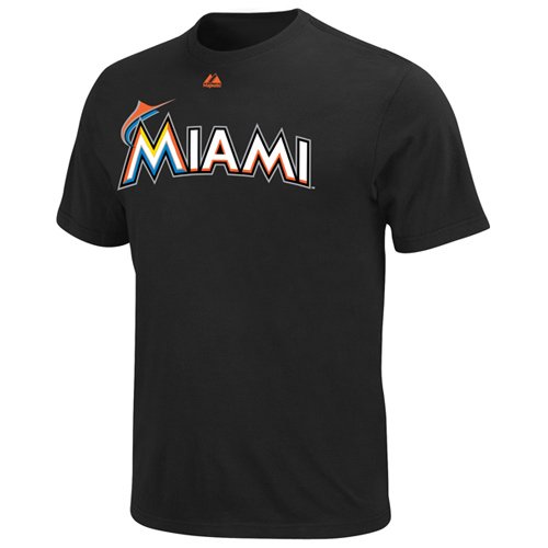MLB Majestic Miami Marlins Official Wordmark T-Shirt - Black