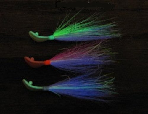 Bucktail Wobble Jigs - Glow in the Dark - Set of 3