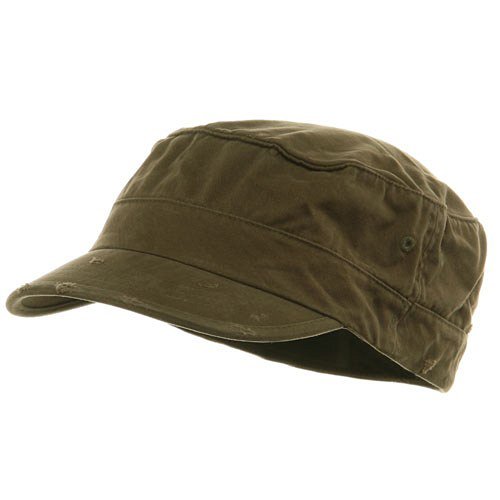 Washed Cotton Fitted Army Cap-Dark Olive W32S33F