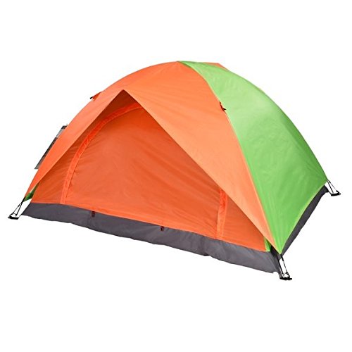 Double-Layer Tent - SODIAL(R) Folding Double-Layer Waterproof 2 Persons Tent Orange+Green
