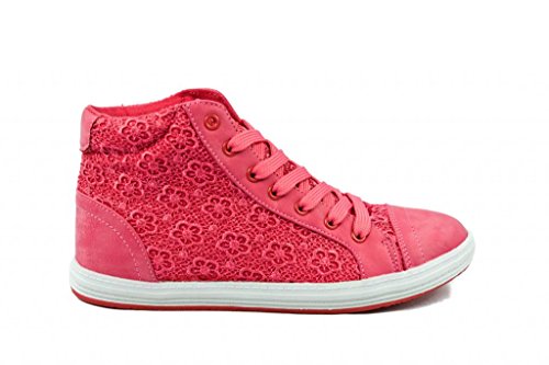 Dream Pairs QUEEN-1C Women Lace Up High Top Sheer Crochet Fashion Sneakers