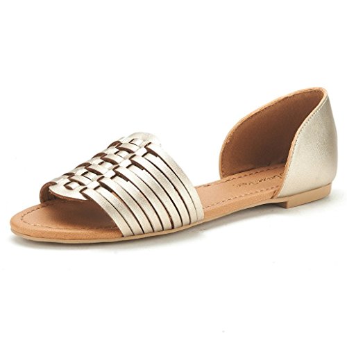 DREAM PAIRS RITAA Women's Gladiator Easy Slip On Open Narrow Toe Flat Summer Sandals