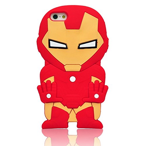 Oneshow the Avengers Series 3D Red Cool Iron Man Silicone Case Cover Design Compatible for Apple Iphone 5 5G 5S