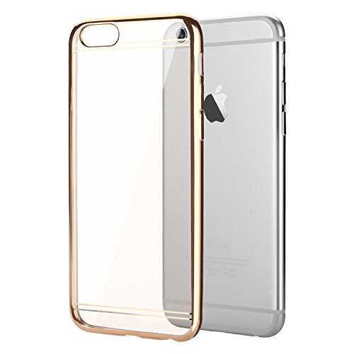 iPhone 6s Case, Iwotou Ultra Thin Transparent with Metallic luster TPU Bumper Case for iPhone 6/6s (gold)
