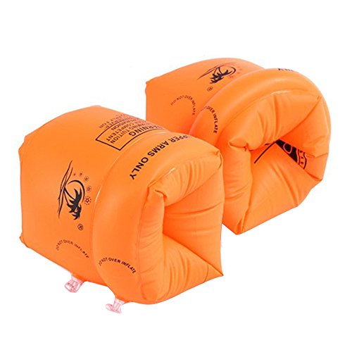 niceEshop(TM) Kids Begin to Swim Arm Bands Safety Inflatable Roll Up Armbands Floatie Water Wings(Orange)