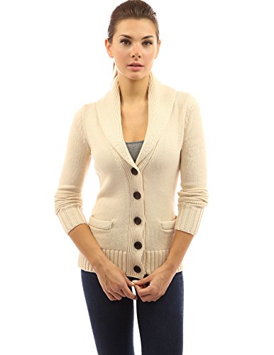 PattyBoutik Women's Shawl Collar Button Down Knit Cardigan