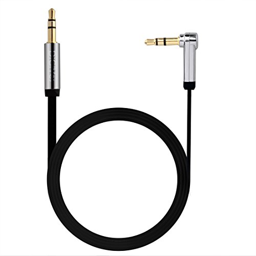 DiGiYes® 2m(6 Feet) Length 3.5mm Male to Male Auxiliary Audio Flat Cable 90 Degree Right Angle Compatible for iPhone / iPad / Smartphones / Tablets / Media Players