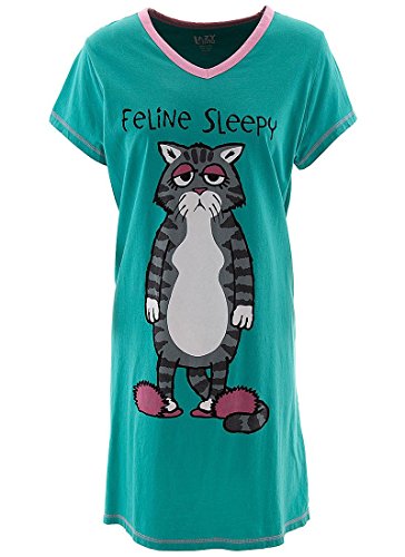 Lazy One Women's Feline Sleepy V-Neck Nightshirt