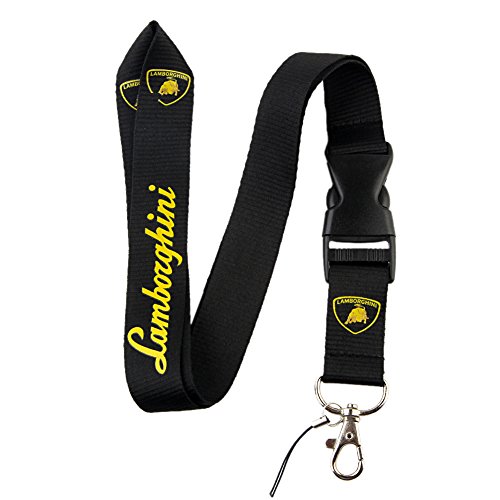 Black & Yellow Logo Keychain Key Chain Black Lanyard Clip with Webbing Strap Quick Release Buckle (PCK-039)