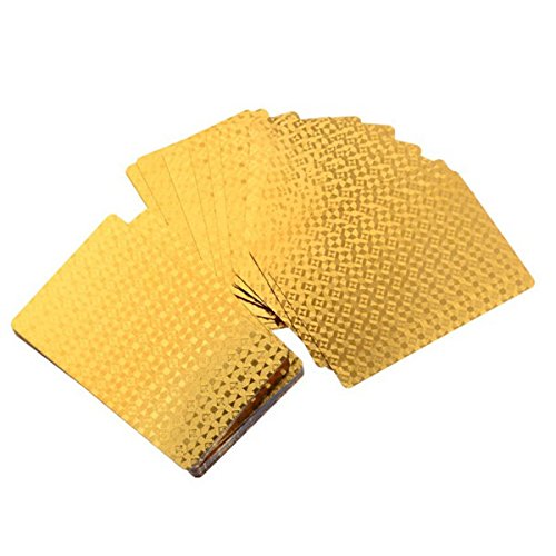 LLF 24K Gold-Foil Plated Playing Cards Poker Table Games With One Elegant Wooden Gift Box