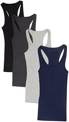 Zenana Outfitters 4 Pack Womens Basic Ribbed Racerback Tank Top