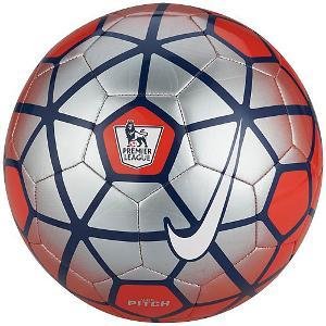 Nike Pitch Premier League Soccer Ball, Red/Silver/White, Size 4