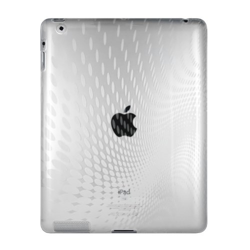 Apple+iPad2+16GB%2C32GB%2C64GB+専用ケース　TPU素材のウェーブデザイン+クリア　【セット】＝【ケース＋液晶保護フィルム】+[PC]