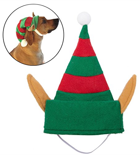 Dog Elf Hat for Christmas Party Medium BINGPET