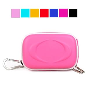 Slim Version Kroo Eva Carrying Case with Wristband and Screen Guard for Fujifilm Finepix A150, Z30, Z33wp, F200exr, J20, J250, Z20fd, Z100fd, Z200fd, F100fd, F60fd, F50fd, J150w, J50, J10 (Magenta)