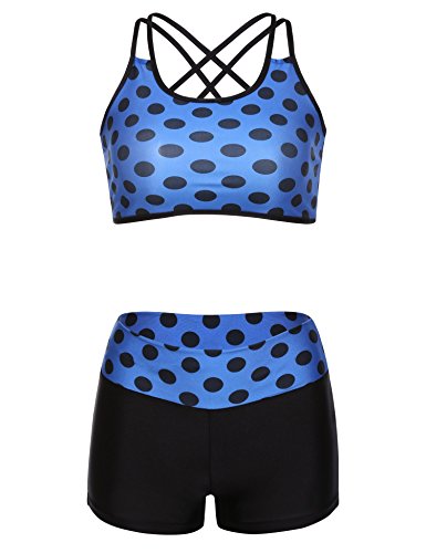 Arshiner Girls 2PCS Sleeveless Polka Dot Top Bra and Shorts Set for Gymnastics Leotard Dancing