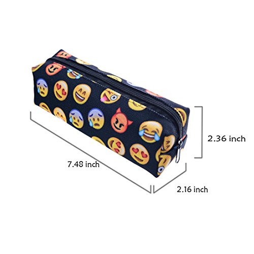 Cute little Zipper Emoji Pencil Case Pouch Multifunction for Travel/School Art/cosmetic Bag (emoji blck)