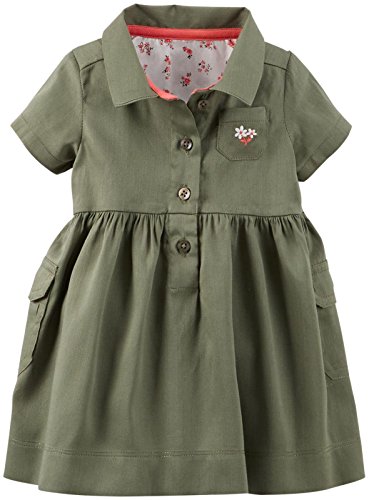 Carter's Baby Girls' Sateen Dress (Baby) - Olive